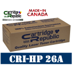 Canadian Re-manufactured HP 26A Black Toner Cartridge (CF226A) -Cartridge Republic Brand