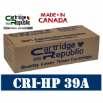 Canadian Re-manufactured HP 39A Black Toner Cartridge (Q1339A) -Cartridge Republic Brand